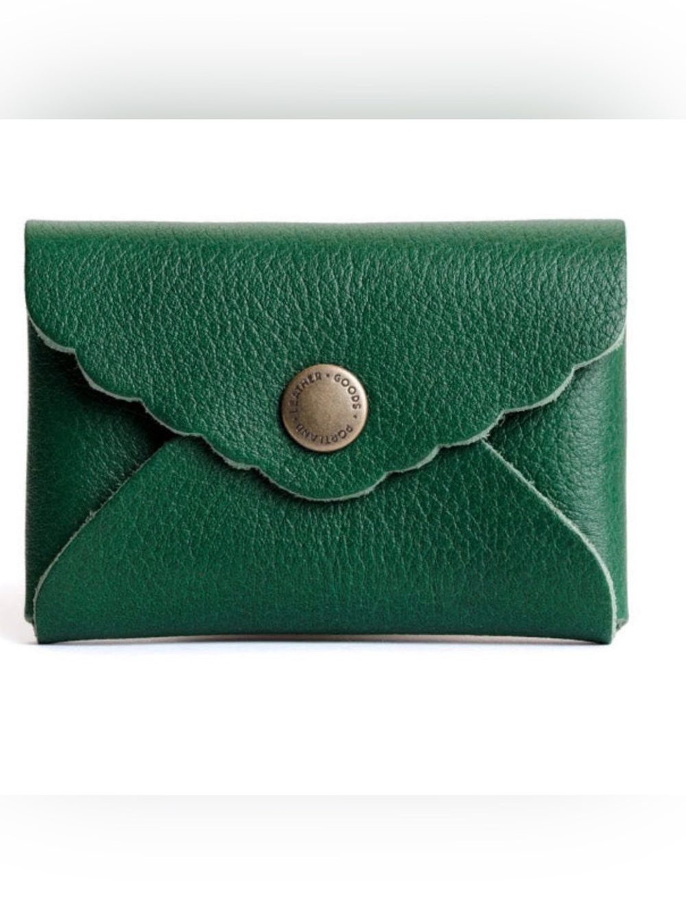 Portland Leather Bacalar Green Daisy Scallop Envelope Wallet